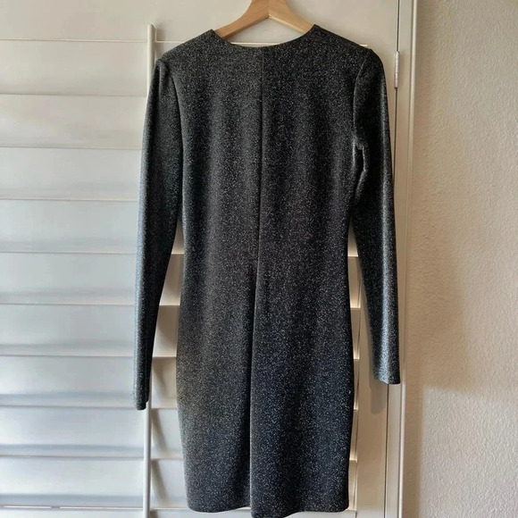 BLACK HALO NWT Lara Deep Plunge Mini Dress Metallic Tinker Bell 4 - Picture 9 of 9